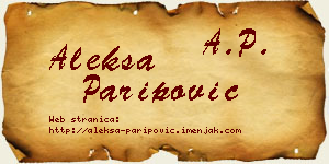 Aleksa Paripović vizit kartica